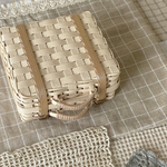 ＊しかくいかごトランクシリーズ Mサイズ＊ trunk case (バニラ×ステッチ入クラフト)