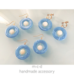 blue ring×vintage beads pierce