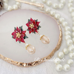 赤いポインセチアのピアス　オーナメント（小）（送料無料）