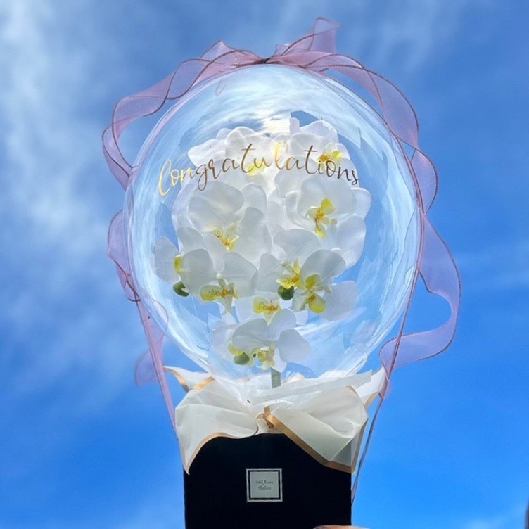 超豪華　胡蝶蘭　3本立て　バルーンフラワー　開店祝い　結婚祝い　フワラーバルーン　お祝い