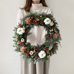 572 来年も飾れる♪大きなモミのリース モミの木 クリスマスリース クリスマス飾り クリスマスインテリア クリスマスディスプレイ クリスマス雑貨 リース プリザーブド
