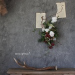 ＊ご予約ページ＊Christmas wreath　コットンとキウイつるのクリスマスリース №４　　 　ドライフラワーリース　クリスマス リース