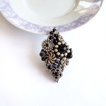 Antique Silver Beads Reunion ビーズ刺繍ブローチ