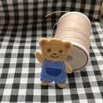 ポケットくまさんのワッペン　Sサイズ　ブルー