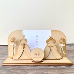 ひな人形　(お名前札つき) ひな祭り　置物　木製　　(2名様分お名前札無料)