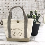 猫boxerミニミニトートバッグ(生成りとベージュ