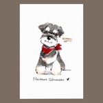 イラスト原画(ポストカードサイズ) ミニチュアシュナウザー