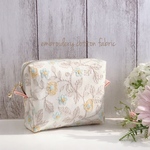 cotton fabric お花刺繍レース あわいクリーム系【 mini スクエアポーチ❤︎】