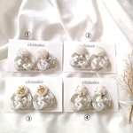 ホワイトスカラップインド刺繍リボン2wayピアス