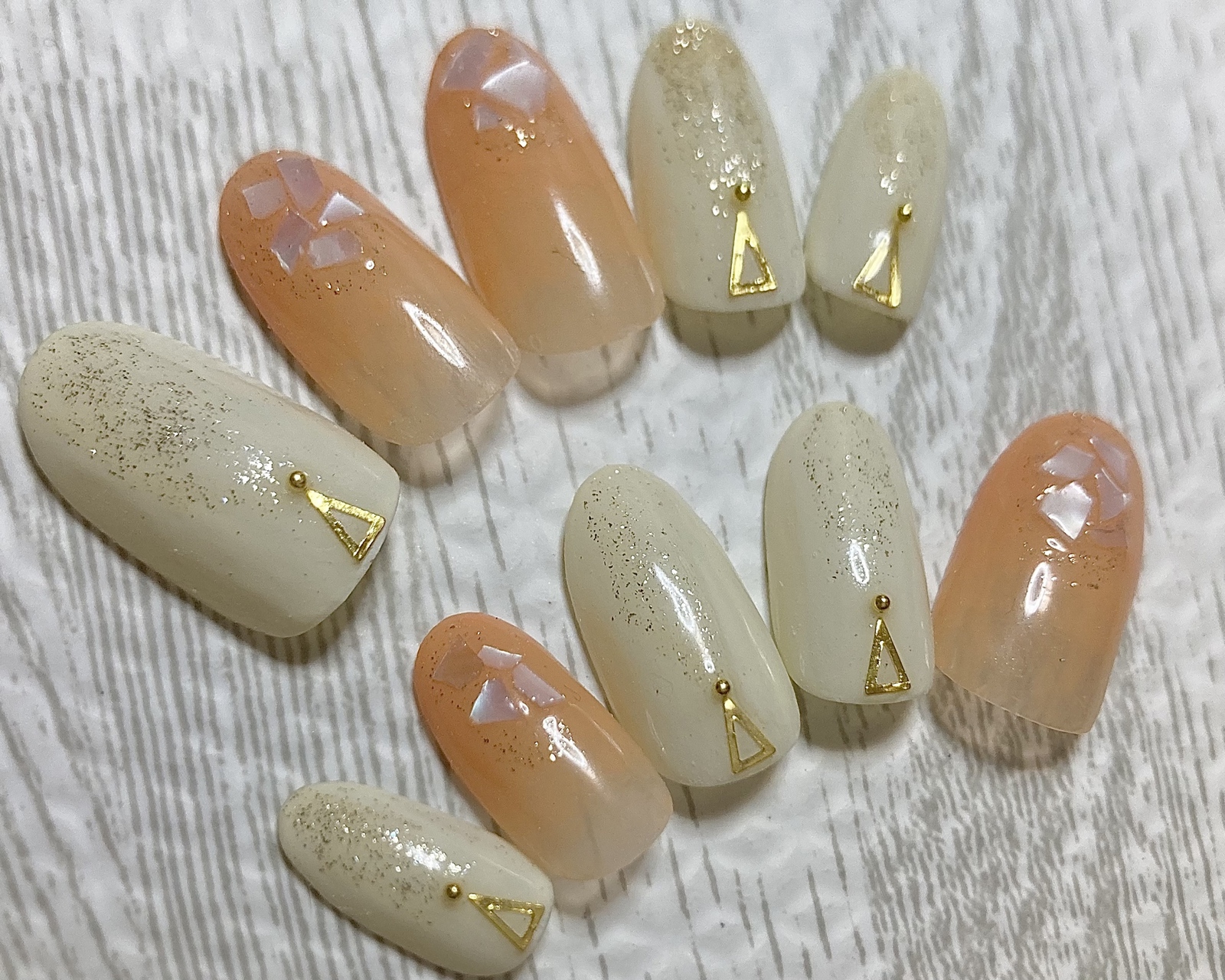 ☆オーダー可☆グラデーションネイル オレンジ ホワイト