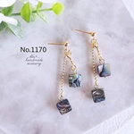 No.1170　アバロンシェルスクエアロング　ゴールド　ピアス/イヤリング