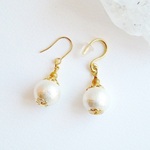 ＊コットンパールのピアス＊ノンホールピアス（イヤーカフ）＊10ｍｍ＊
