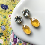 Candy stone“Ice  blue × Buttercups yellow” pierce/ earring