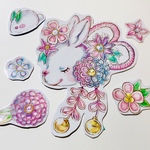 【お正月】うさぎのファンシーシール【つまみ細工】