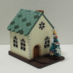 【popppppocoさん専用】クリスマス　ミニチュア　木製ハウス　LEDキャンドル グリーン色屋根