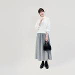 年間頼れる大人のギンガムチェック 黒 白 ポリエステル ロングスカート ●AGNES●