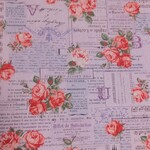 綿麻キャンバス♪薔薇柄英字柄☆くすみラベンダー☆コットンリネン
