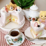 ミニチュア　フェイクスイーツ　ねんねくまちゃんフルーツケーキ