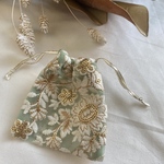 ★new★インド刺繍リボンのmini mini巾着(ライトグリーン)
