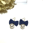 ニットリボン&パールピアス