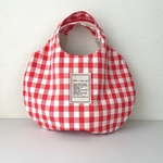 ぺったんこまるbag  赤　ギンガムチェック