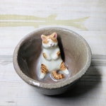 お風呂に浸かる茶白ねっこぐい呑