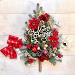 No.xmas-14460★クリスマス・ウォールツリー(xmasリース・スワッグ)   22-(22)   レッド＆ゴールド　48x30cm アートフラワー/造花リース/壁掛け