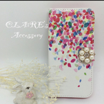 iPhone6/6s plus/5s/SE手帳型ケース*花びら散り*パールビジュー