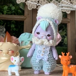 パステルカラーのぽんぽん帽子SET＊ブルー＊cocoriang