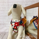 【残り1点特別価格】着物風リボン付き（取り外し可能） 犬猫ハーネス  女の子用　椿