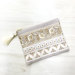 インド刺繍リボン＊タッセルポーチ