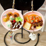 ミニチュア 今日のランチプレート・焼きサンドとビーフシチュー・ドリンク付　ピアス