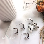 A1496【送料無料】カン付き 半円ピアス パーツ 金具 シルバー 4pcs