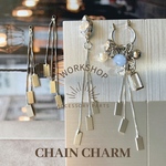 【2pcs】プラチナメッキベネチアンチェーンチャーム　3連　シルバー