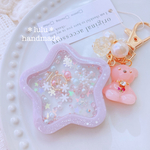 【New】Milkyカラーのシャカシャカキーホルダー　ハンドメイドレジン　キーホルダー　ハンドメイドキーホルダー　シャカシャカキーホルダー　テディベア　推しカラー　推し色　クリスマスプレゼント　ギフト