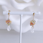 【受注販売】花玉とクリスタル雫ピアス・イヤリング