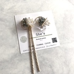 再販! アシンメトリー  スワロフスキー＆チェコビーズイヤリング・ピアス