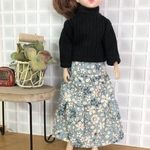 リカちゃん・服＊黒のハイネックニット＆お花柄のティアードスカート