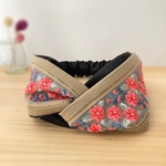 新作☁︎インド刺繍リボン☁︎クロスヘアバンド☁︎ベージュ×ピンクの花☁︎#013