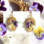 ビオラの花かご　アメジスト揺れるピアス