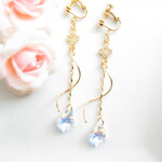 受注生産~flower jewelry～花色～ロング【イヤリング】ゆらゆら   揺れる 　スワロフスキーイヤリング/ネジバネ式イヤリング　