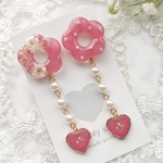 ❁ラズベリー❁"ohana"pearl heart❁イヤリングorピアス