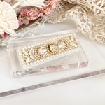 ビーズ刺繍バレッタ（rectangle/ライトベージュ）