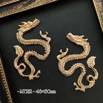 MT212 龍 ドラゴン ゴールド貼り付けメタルパーツ 46×30mm 2個