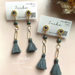 long スワロフスキー ×タッセル　ピアス/イヤリング
