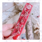 可愛い♡インド刺繍リボンのハンドストラップ / red × beige