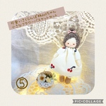 羊毛フェルト　可愛いさくらんぼ柄dollちゃんと小さなフラワーバスケットセット