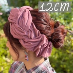 コーデュロイ　幅広12cm スモーキーピンク　三つ編みヘアバンド  大人用