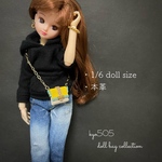 1/6 doll size本革バッグ　マイクロバッグ　花畑イエロー