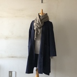 ［クリスマスSALE］リネンウールのライトコート 　ネイビー